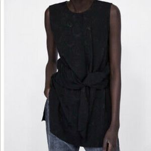 Zara Jacquard Top with tie front